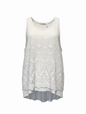 LUQ Lace-Trim White Scoop Neck Camisole